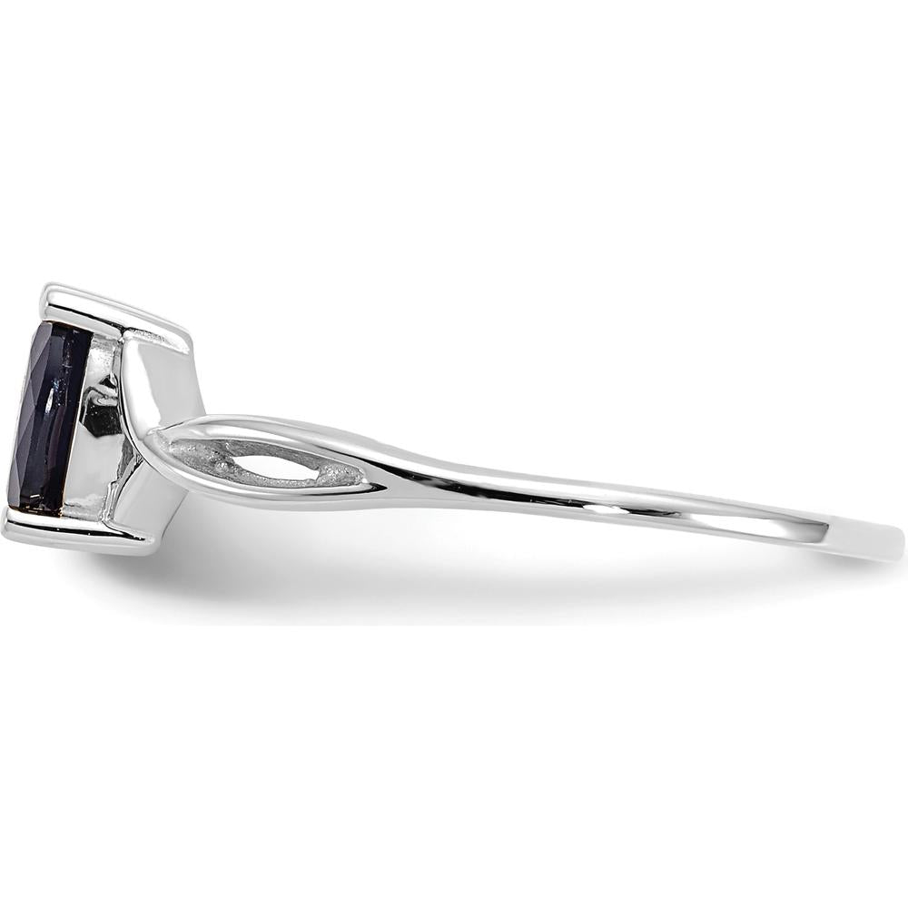 14K White Gold Sapphire Birthstone Ring with Oval Faceted Sapphire - 0.68 Carat by Oro Pregiato