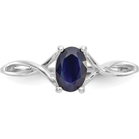 14K White Gold Sapphire Birthstone Ring with Oval Faceted Sapphire - 0.68 Carat by Oro Pregiato