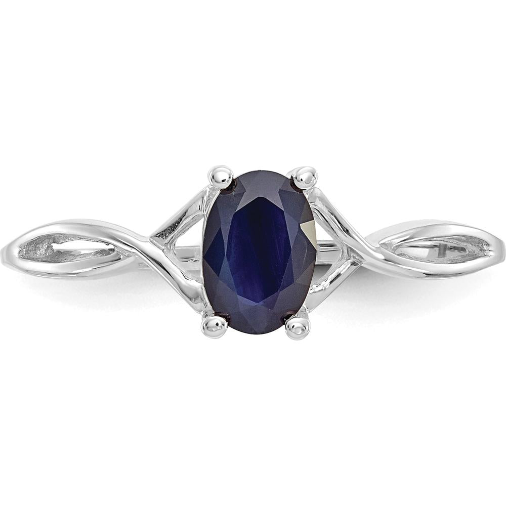 14K White Gold Sapphire Birthstone Ring with Oval Faceted Sapphire - 0.68 Carat by Oro Pregiato