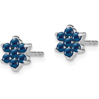14K White Gold Sapphire Floral Post Earrings with Round Sapphires - 0.083 Carat Total Gem Weight by Monteluci Fine Jewelry