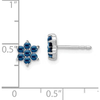 14K White Gold Sapphire Floral Post Earrings with Round Sapphires - 0.083 Carat Total Gem Weight by Monteluci Fine Jewelry