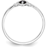 14K White Gold Sapphire Heart Birthstone Ring with 0.17 Carat Round Sapphire by Oro Pregiato