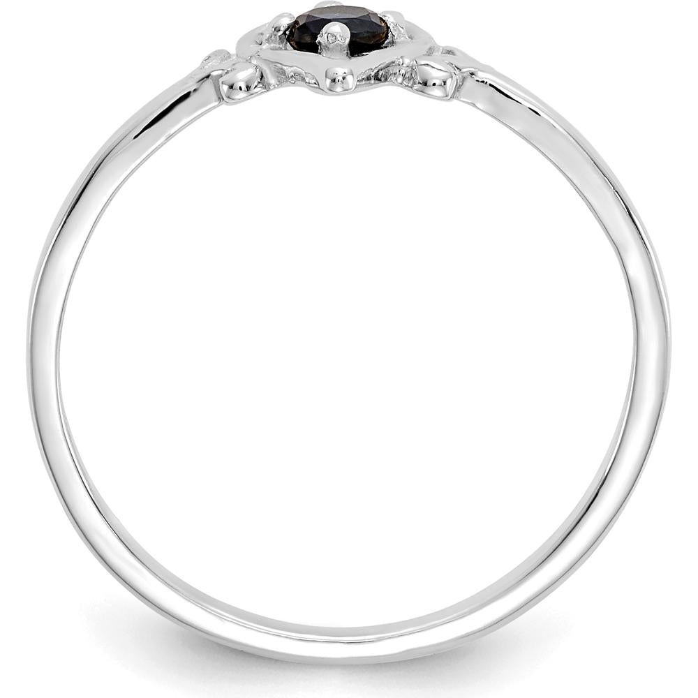 14K White Gold Sapphire Heart Birthstone Ring with 0.17 Carat Round Sapphire by Oro Pregiato