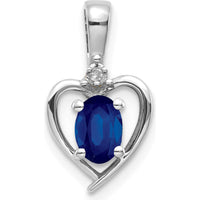 14K White Gold Sapphire Heart Pendant with Diamond Accent - 0.6 Carat Sapphire, 0.007 Carat Diamond by Oro Pregiato