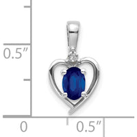 14K White Gold Sapphire Heart Pendant with Diamond Accent - 0.6 Carat Sapphire, 0.007 Carat Diamond by Oro Pregiato