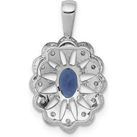 14K White Gold Sapphire Pendant with 1/6 Carat Diamond Accent - 0.57 Carat Total Sapphire Weight by Monteluci Fine Jewelry