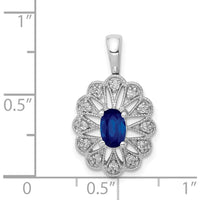 14K White Gold Sapphire Pendant with 1/6 Carat Diamond Accent - 0.57 Carat Total Sapphire Weight by Monteluci Fine Jewelry