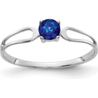 14K White Gold Sapphire Ring with Round Faceted Blue Sapphire - 0.35 Carat by Monteluci Fine Jewelry