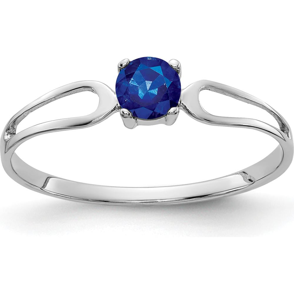 14K White Gold Sapphire Ring with Round Faceted Blue Sapphire - 0.35 Carat by Monteluci Fine Jewelry