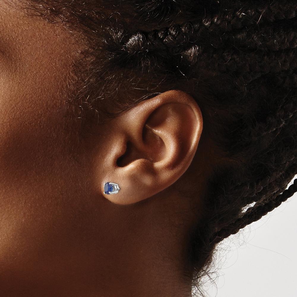 14K White Gold Sapphire Stud Earrings - 0.66 Carat Total Sapphire Weight by Monteluci Fine Jewelry