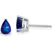 14K White Gold Sapphire Stud Earrings with Pear-Shaped Faceted Sapphires - 0.55 Carat Total Sapphire Weight by Monteluci Fine Jewelry