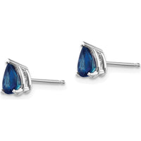 14K White Gold Sapphire Stud Earrings with Pear-Shaped Faceted Sapphires - 0.55 Carat Total Sapphire Weight by Monteluci Fine Jewelry