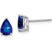 14K White Gold Sapphire Stud Earrings with Pear-Shaped Sapphires - 0.95 Carat Total Gem Weight by Monteluci Fine Jewelry
