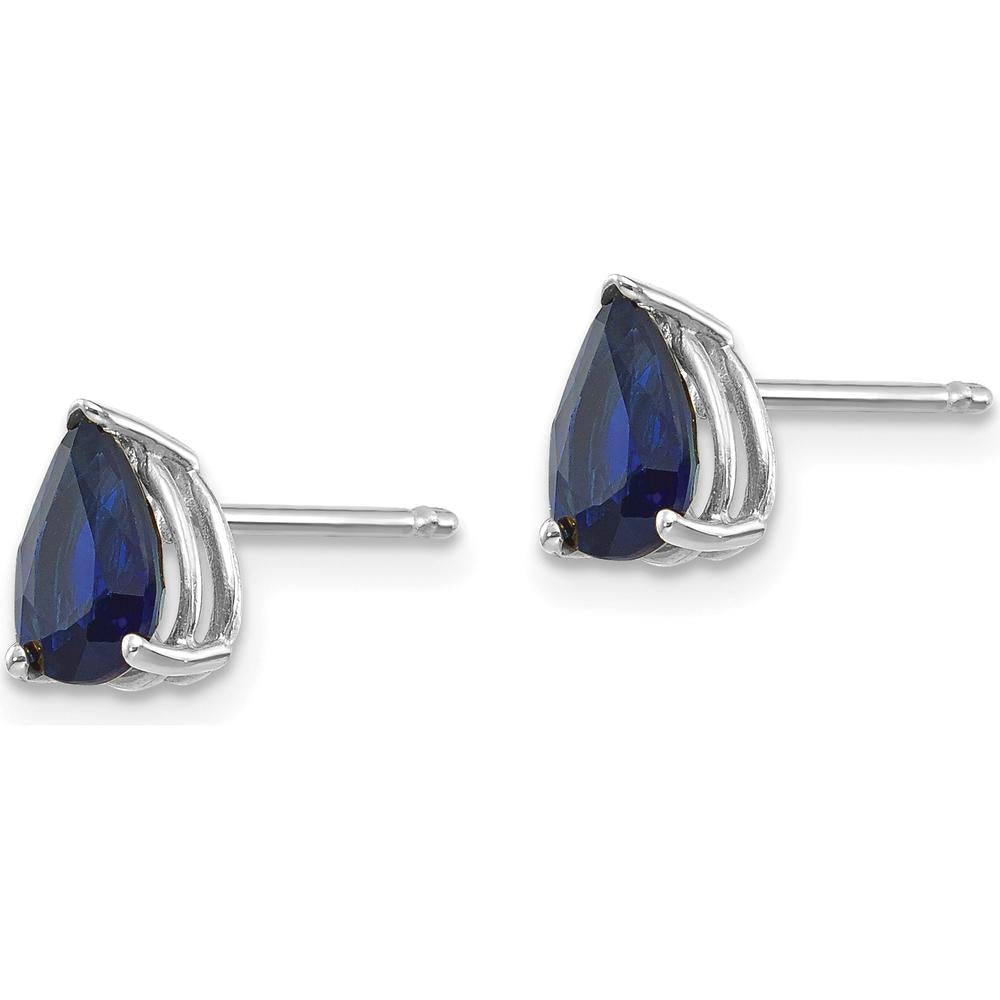 14K White Gold Sapphire Stud Earrings with Pear-Shaped Sapphires - 0.95 Carat Total Gem Weight by Monteluci Fine Jewelry