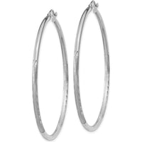 14K White Gold Satin and Diamond-cut 50mm Hoop Earrings by 0
