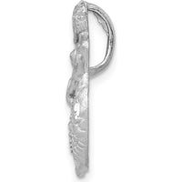 14K White Gold Satin and Diamond-Cut Mermaid Omega Slide Pendant by Oro Pregiato