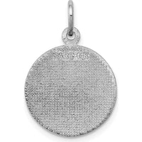 14K White Gold Satin and Polished Communion Round Disc Charm - Religious Pendant by Oro Pregiato