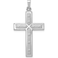 14K White Gold Satin and Polished Cross Pendant with Dots Detail by Oro Pregiato