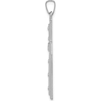 14K White Gold Satin and Polished Cross Pendant with Dots Detail by Oro Pregiato