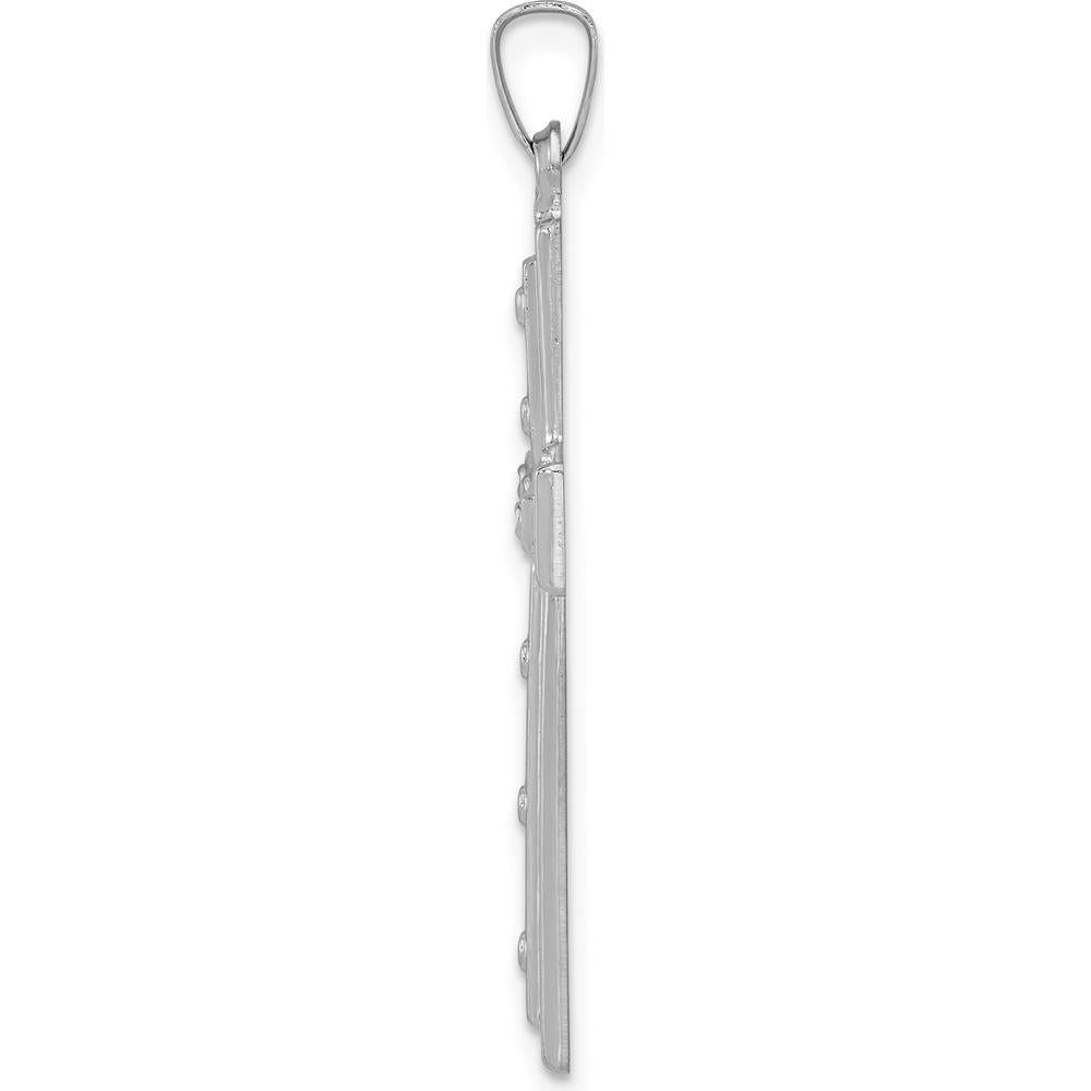 14K White Gold Satin and Polished Cross Pendant with Dots Detail by Oro Pregiato