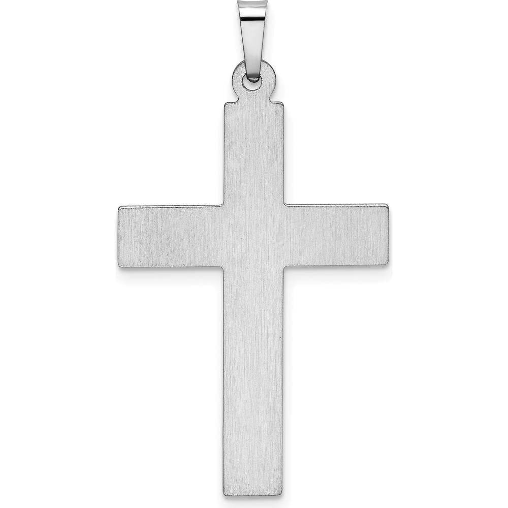 14K White Gold Satin and Polished Cross Pendant with Dots Detail by Oro Pregiato