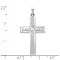14K White Gold Satin and Polished Cross Pendant with Dots Detail by Oro Pregiato