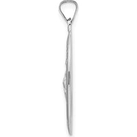 14K White Gold Satin and Polished St. Jude Thaddeus Oval Medal Pendant - Faith and Prayer Symbol by Oro Pregiato