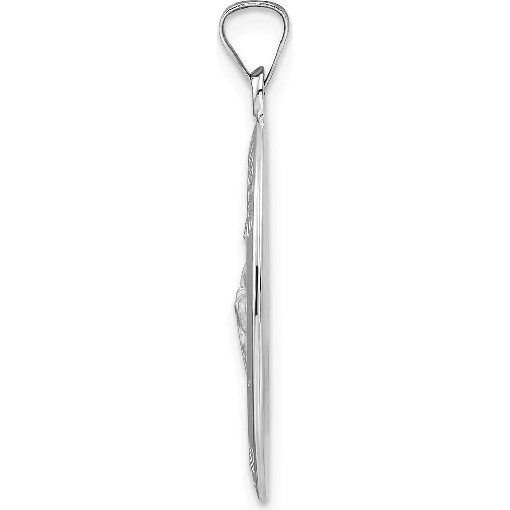14K White Gold Satin and Polished St. Jude Thaddeus Oval Medal Pendant - Faith and Prayer Symbol by Oro Pregiato