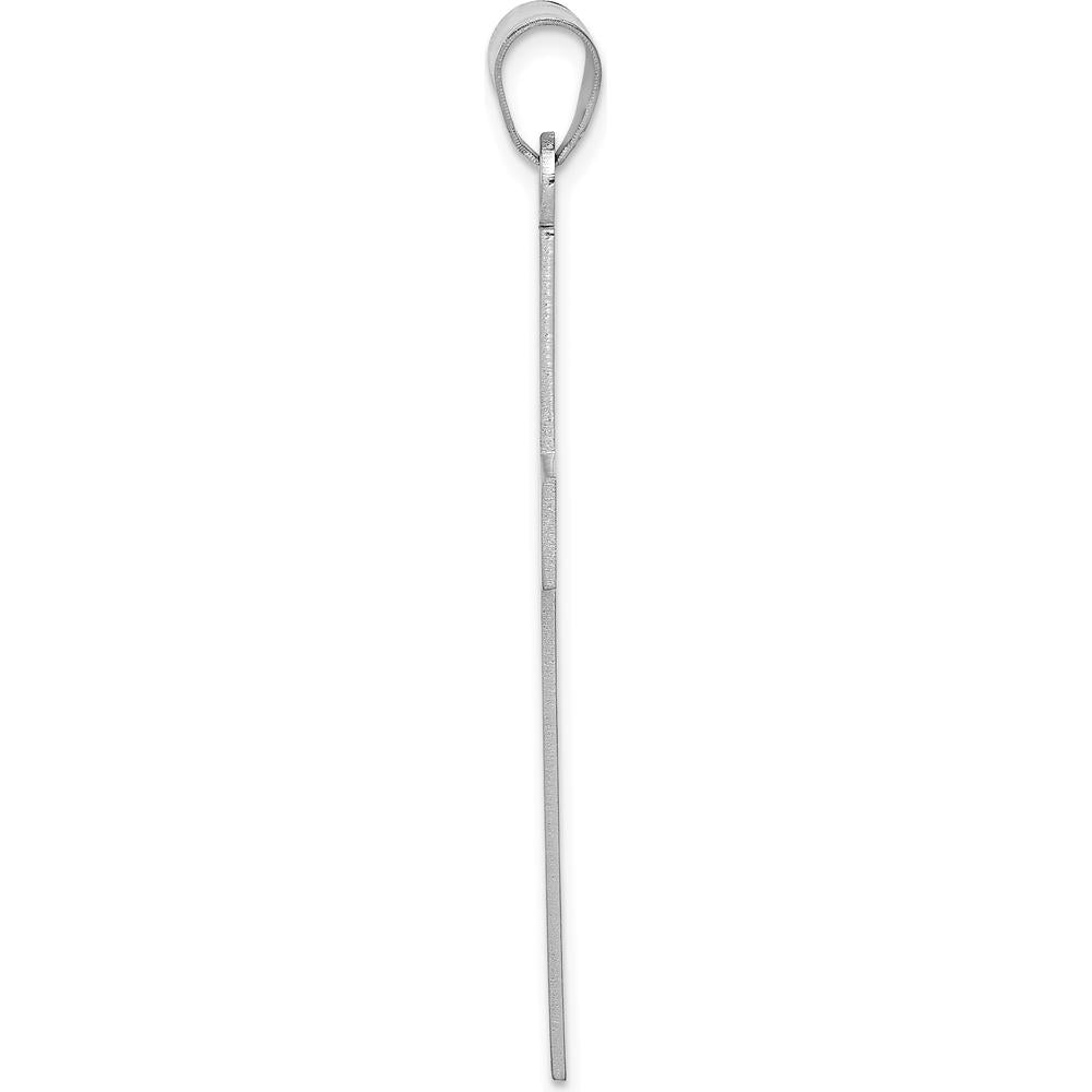 14K White Gold Satin Cross Pendant with Rhodium Finish - 48mm Length by Oro Pregiato