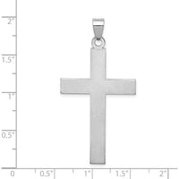 14K White Gold Satin Cross Pendant with Rhodium Finish - 48mm Length by Oro Pregiato