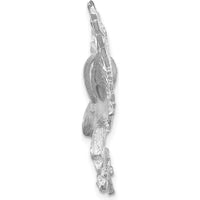 14K White Gold Satin Diamond-Cut Eagle Pendant with Textured Back - 30mm Length, 39mm Width by Oro Pregiato