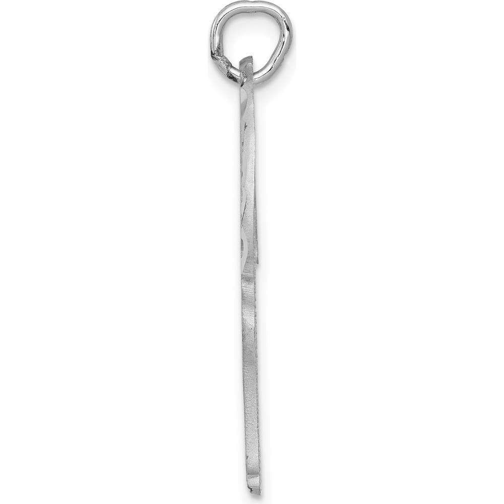 14K White Gold Satin Diamond-Cut Giraffe Charm Pendant - 29mm Length by Oro Pregiato