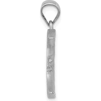 14K White Gold Satin Diamond-Cut Moon Pendant with Rhodium Plating by Oro Pregiato
