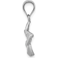 14K White Gold Satin Diamond-Cut Plumeria Pendant with Polished Accents by Oro Pregiato