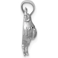 14K White Gold Satin Diamond-Cut Rooster Pendant by Oro Pregiato