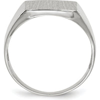 14K White Gold Satin Finish 13mm Square Top Engravable Men's Signet Ring by 0