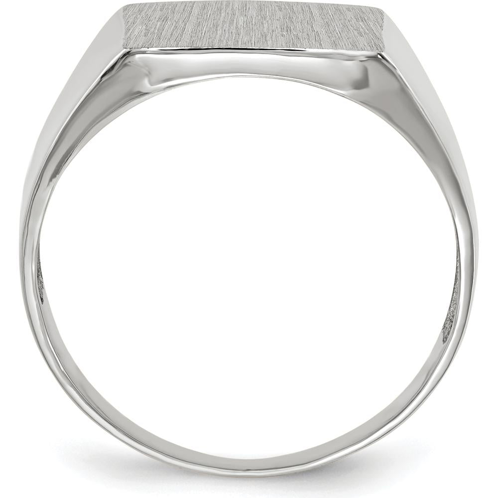 14K White Gold Satin Finish 13mm Square Top Engravable Men's Signet Ring by 0