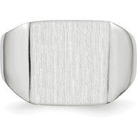 14K White Gold Satin Finish 13mm Square Top Engravable Men's Signet Ring by 0