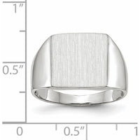 14K White Gold Satin Finish 13mm Square Top Engravable Men's Signet Ring by 0
