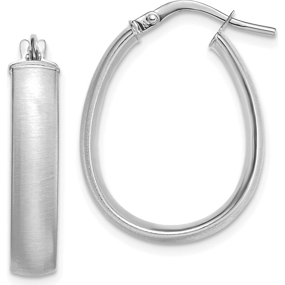 14K White Gold Satin Finish 18.5mm Teardrop Hoop Earrings by 0