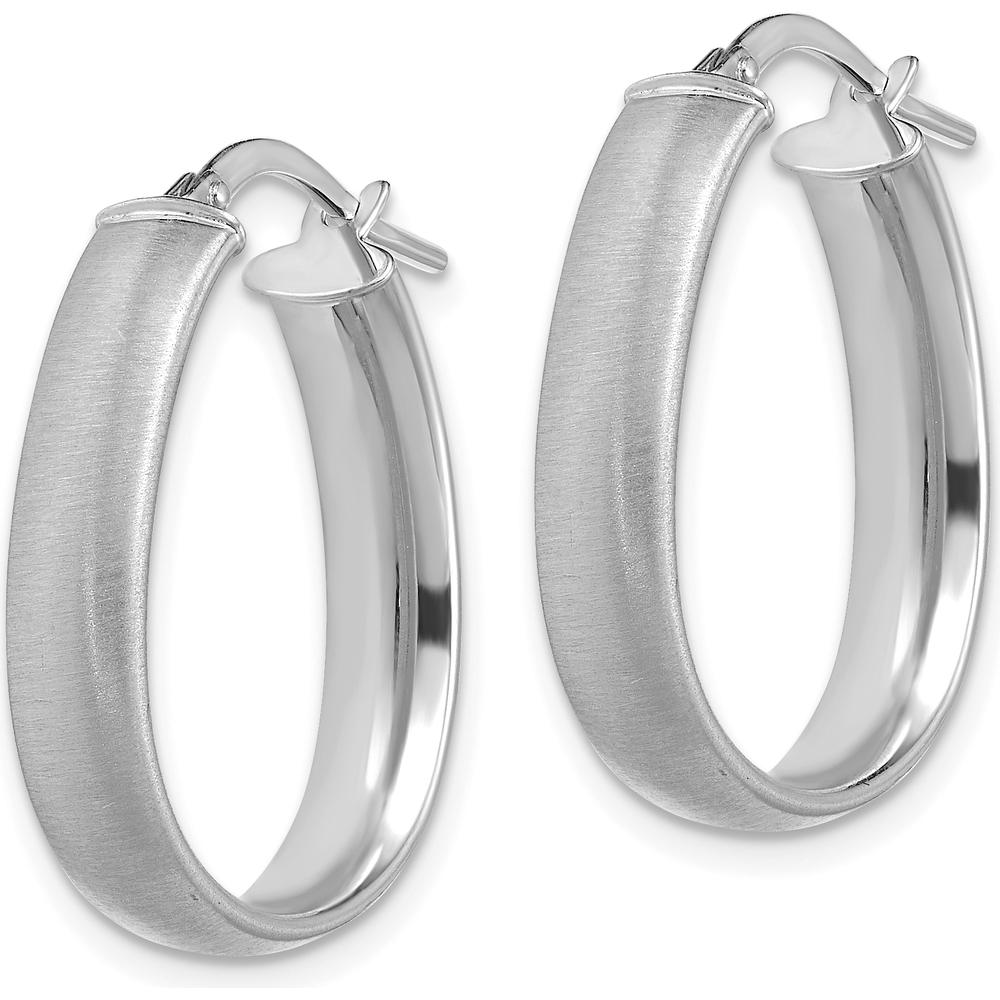 14K White Gold Satin Finish 18.5mm Teardrop Hoop Earrings by 0