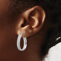 14K White Gold Satin Finish 18.5mm Teardrop Hoop Earrings by 0