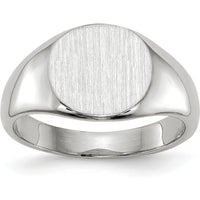 14K White Gold Satin-Finish Child's Signet Ring with Polished and Brushed Texture by 0
