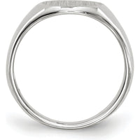 14K White Gold Satin-Finish Child's Signet Ring with Polished and Brushed Texture by 0