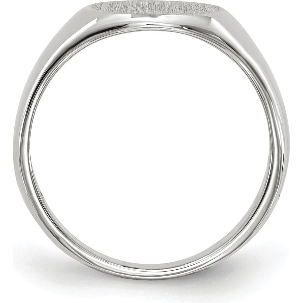 14K White Gold Satin-Finish Child's Signet Ring with Polished and Brushed Texture by 0