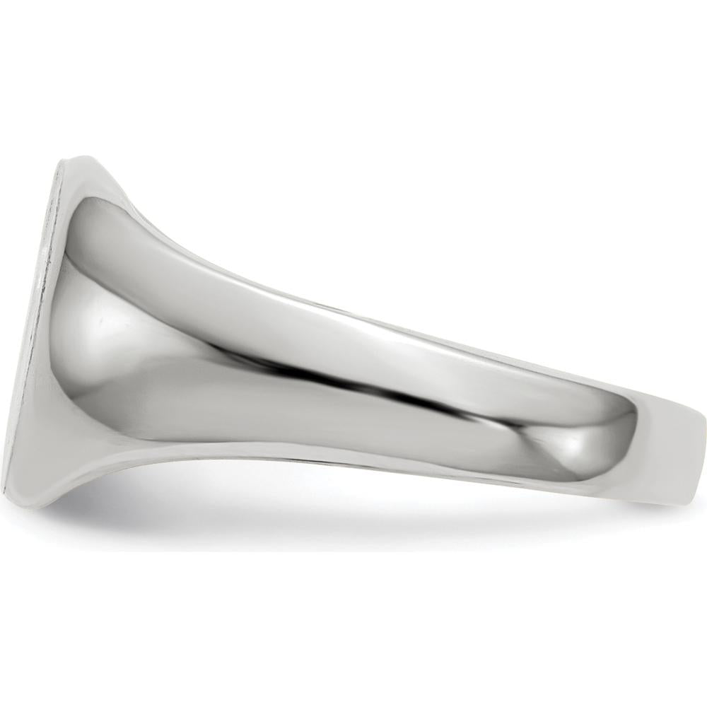 14K White Gold Satin-Finish Child's Signet Ring with Polished and Brushed Texture by 0