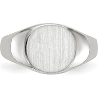 14K White Gold Satin-Finish Child's Signet Ring with Polished and Brushed Texture by 0