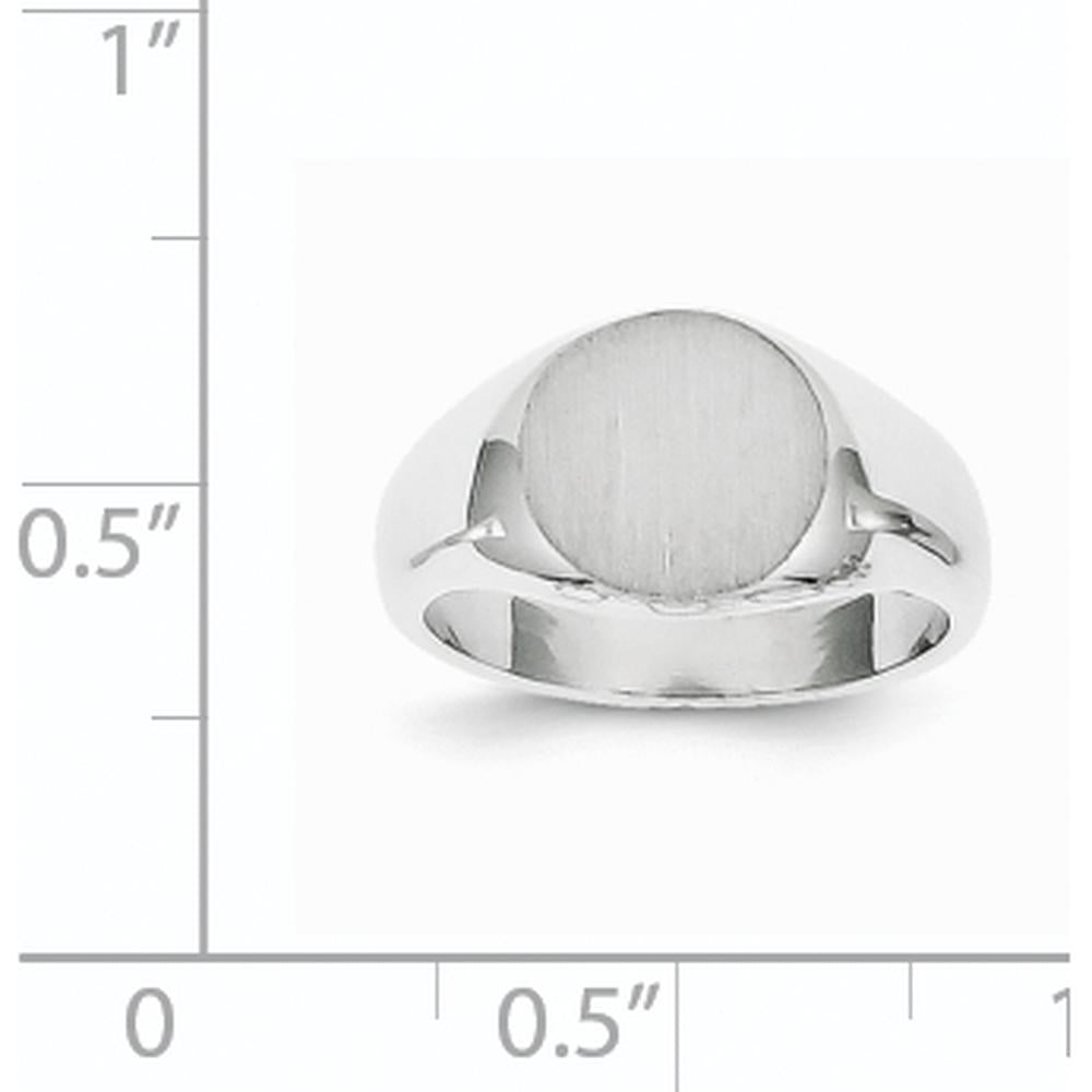 14K White Gold Satin-Finish Child's Signet Ring with Polished and Brushed Texture by 0