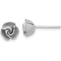 14K White Gold Satin Finish Diamond-Cut Rose Post Earrings with Yellow Gold Earring Backs by 0