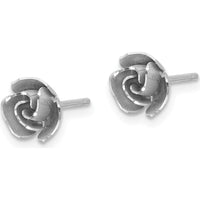 14K White Gold Satin Finish Diamond-Cut Rose Post Earrings with Yellow Gold Earring Backs by 0